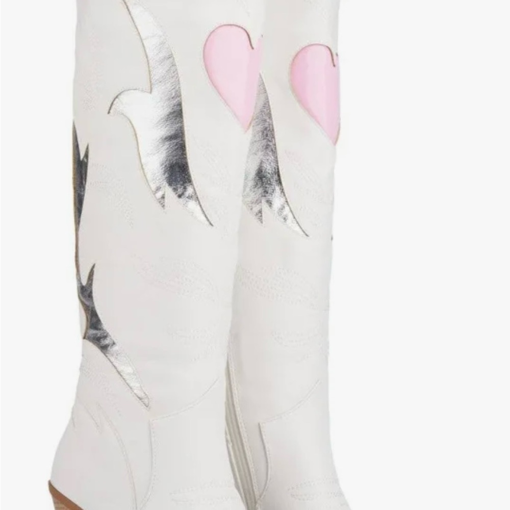Blushing Beauty Western Boots (Women) with heart accents & metallic details.
